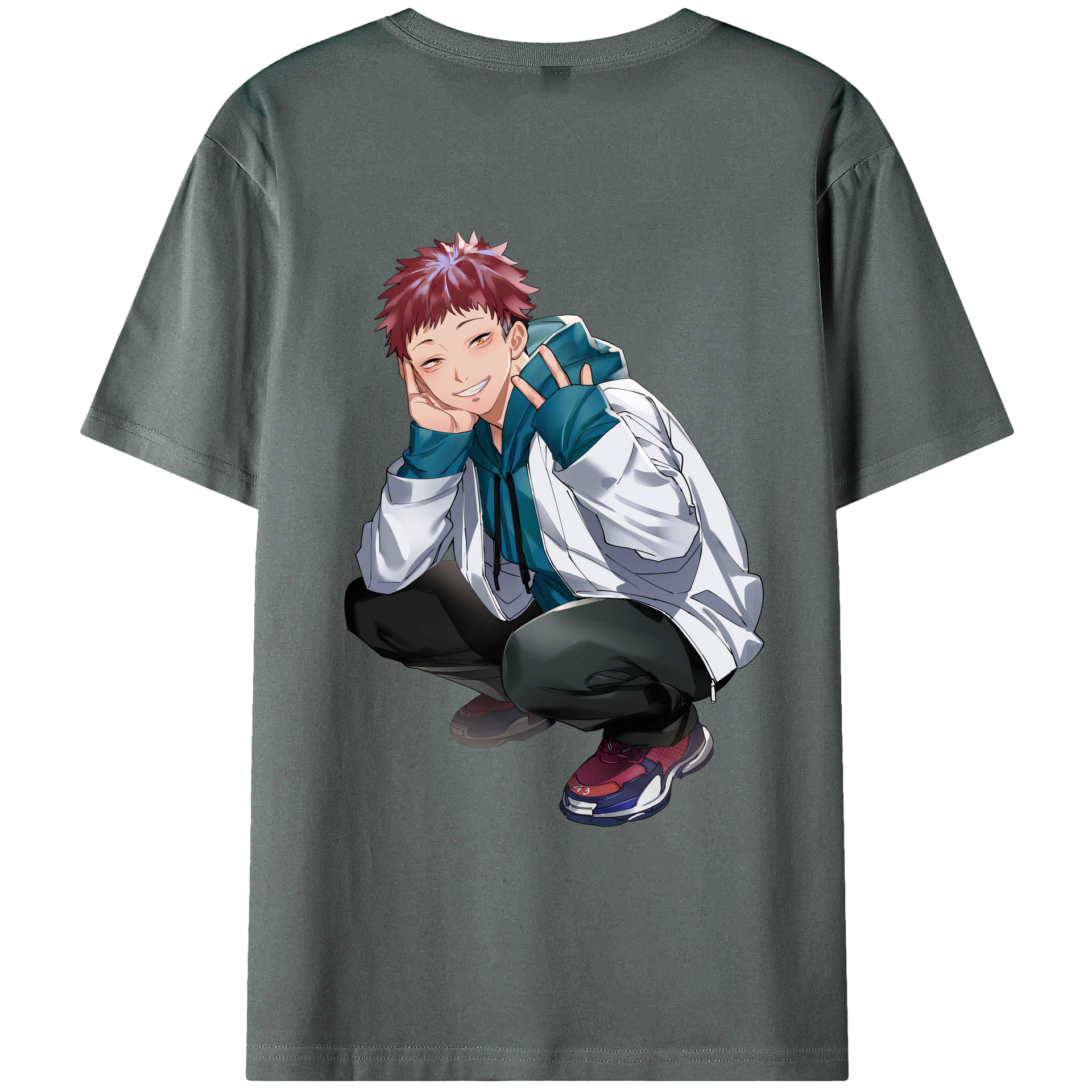 （画像用） 呪術廻戦 Jujutsu Kaisen 綿100％ メンズ半袖Tシャツ（バックプリント） 通気性